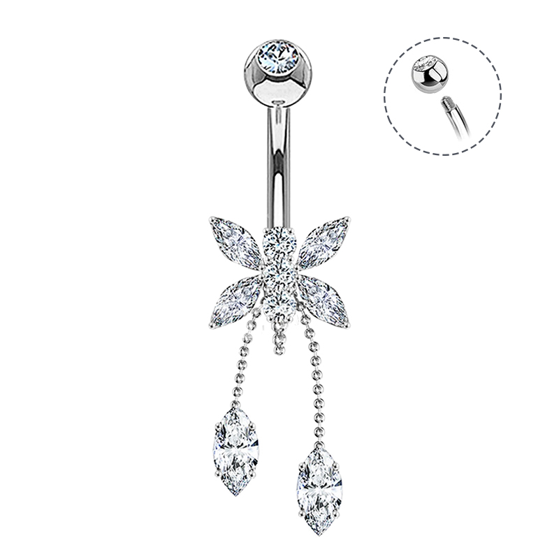 PIERCING A BANANA FARFALLA IN ZIRCONIA CON CATENINE PENDENTI - JQ1400B129 PIERCING A BANANA FARFALLA IN ZIRCONIA CON CATENINE PENDENTI - JQ1400B129