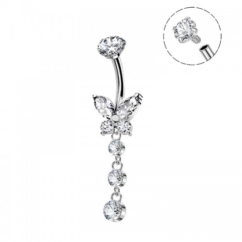 PIERCING BANANA FARFALLA PENDENTE IN ZIRCONIA - JQ1400B133