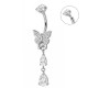 PIERCING A BANANA CON FARFALLA E DOPPIO PENDENTE A GOCCIA IN ZIRCONIA - JQ1400B149