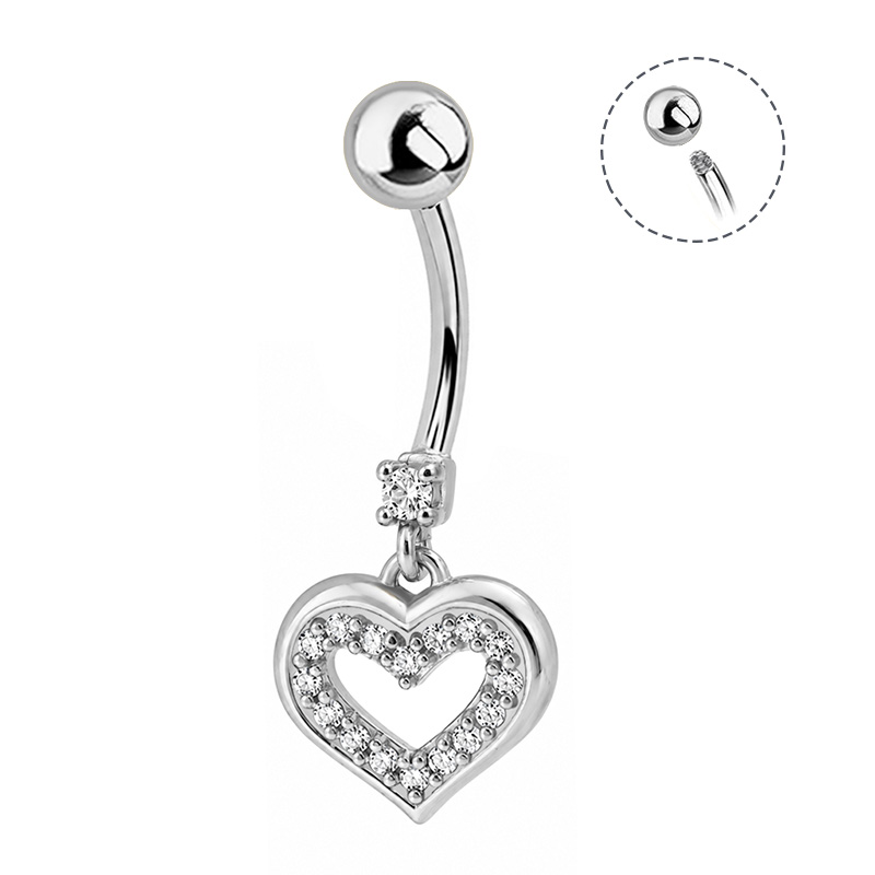 PIERCING BANANA PENDENTE A CUORE CON ZIRCONIA - JQ1400B150