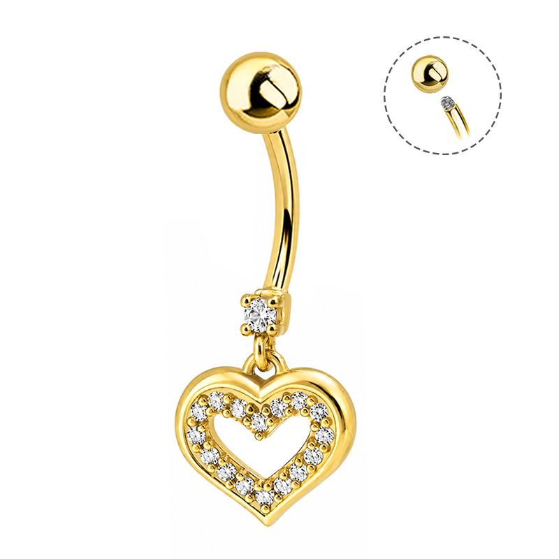 PIERCING BANANA PENDENTE A CUORE CON ZIRCONIA - JQ1400B150