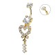 PIERCING A BANANA CON CUORE TRAFORATO E ZIRCONIA PENDENTI - JQ1400B166