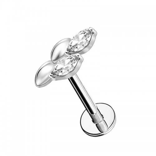 PIERCING LABRET A FOGLIE CON ZIRCONIA - JQ520L134