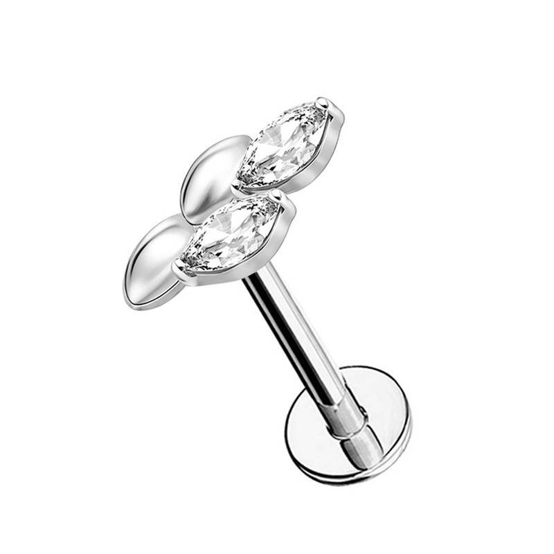 PIERCING LABRET A FOGLIE CON ZIRCONIA - JQ520L134