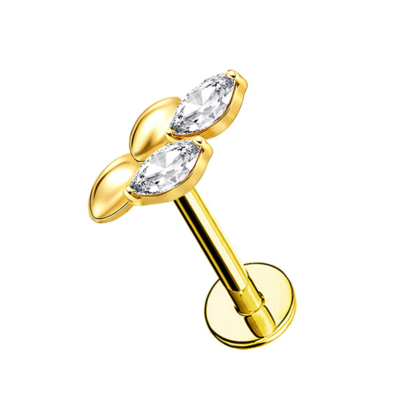 PIERCING LABRET A FOGLIE CON ZIRCONIA - JQ520L134
