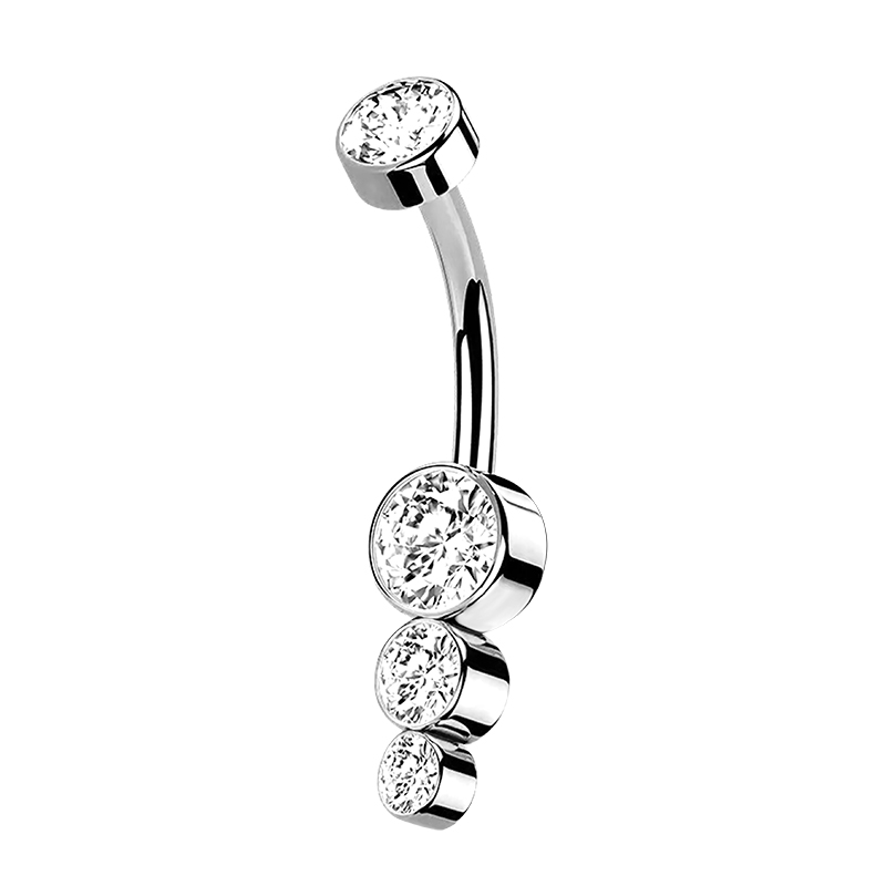 PIERCING BANANA CON TRE TONDI IN ZIRCONIA - JQ600B099