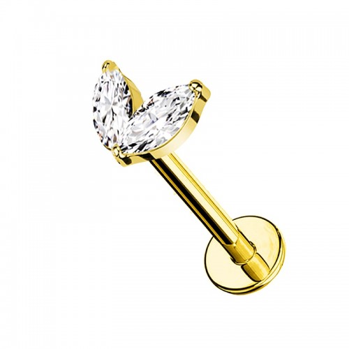 PIERCING LABRET A DOPPIA FOGLIA CON ZIRCONIA - JQ600L110