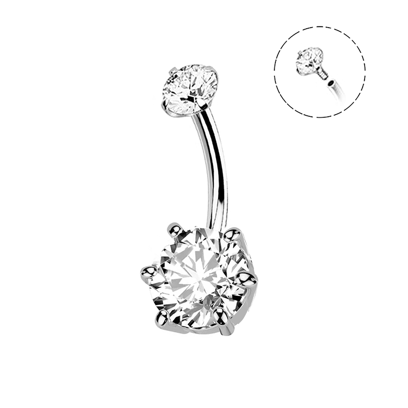 PIERCING A BANANA CON ZIRCONIA TONDO - JQ720B119