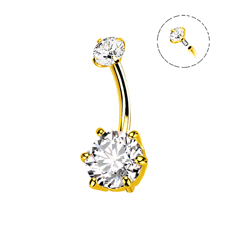 PIERCING A BANANA CON ZIRCONIA TONDO - JQ720B119