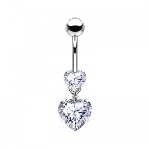 PIERCING A BANANA CON ZIRCONIA CUORE DOPPIO - JQ720B132/JQ800B132