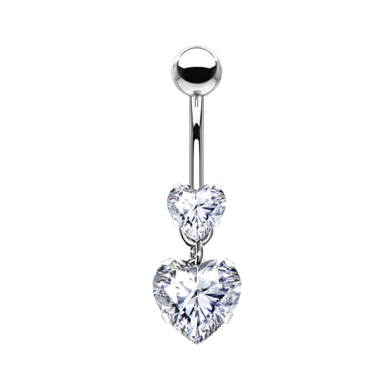 PIERCING A BANANA CON ZIRCONIA CUORE DOPPIO - JQ720B132/JQ800B132