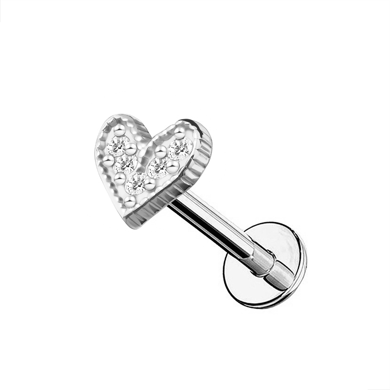 PIERCING LABRET A CUORE CON ZIRCONIA - JQ720L122