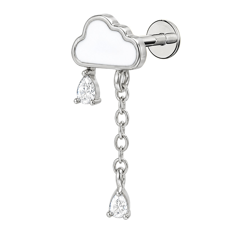 PIERCING PENDENTE PER ORECCHIO CON NUVOLA E GOCCE - JQ720L152