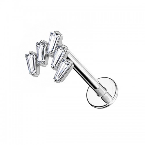 PIERCING LABRET A VENTAGLIO CON ZIRCONIA BAGUETTE - JQ720L155