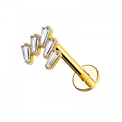 PIERCING LABRET A VENTAGLIO CON ZIRCONIA BAGUETTE - JQ720L155