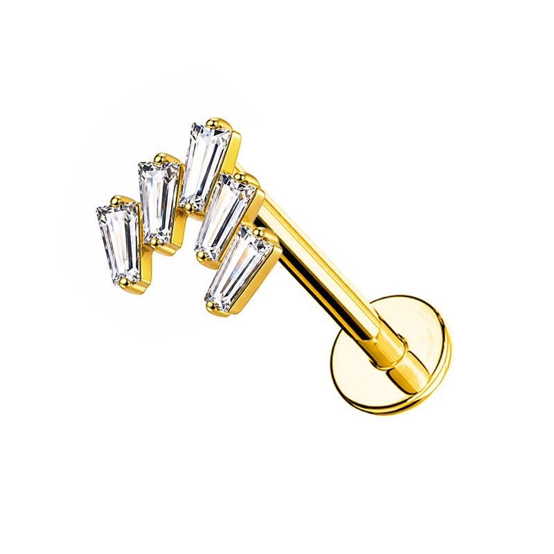 PIERCING LABRET A VENTAGLIO CON ZIRCONIA BAGUETTE - JQ720L155