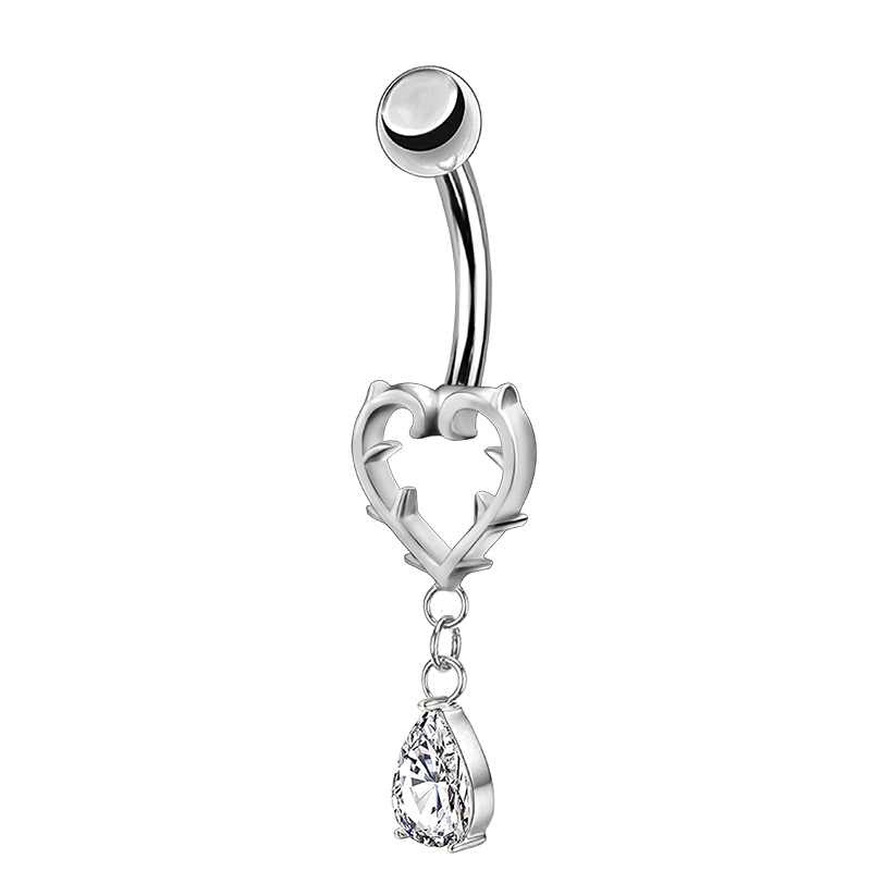 PIERCING BANANA IN ZIRCONIA CUORE CON PENDENTE A GOCCIA - JQ800B097 PIERCING BANANA IN ZIRCONIA CUORE CON PENDENTE A GOCCIA - JQ800B097
