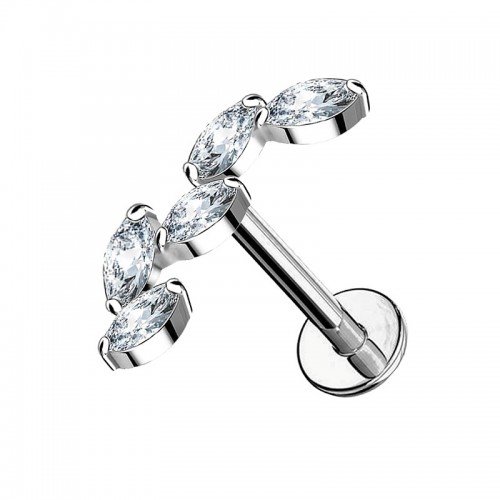 PIERCING LABRET CON 5 FOGLIE IN ZIRCONIA - JQ800L119