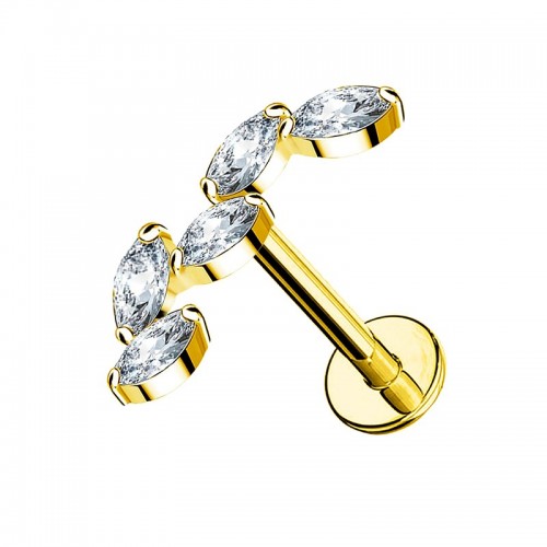 PIERCING LABRET CON 5 FOGLIE IN ZIRCONIA - JQ800L119
