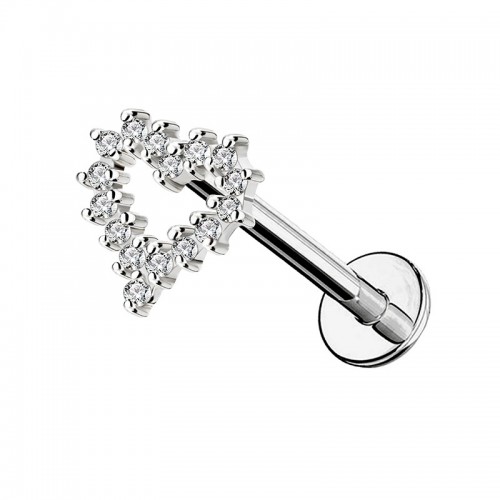 PIERCING LABRET A CUORE VUOTO CON ZIRCONIA - JQ800L120