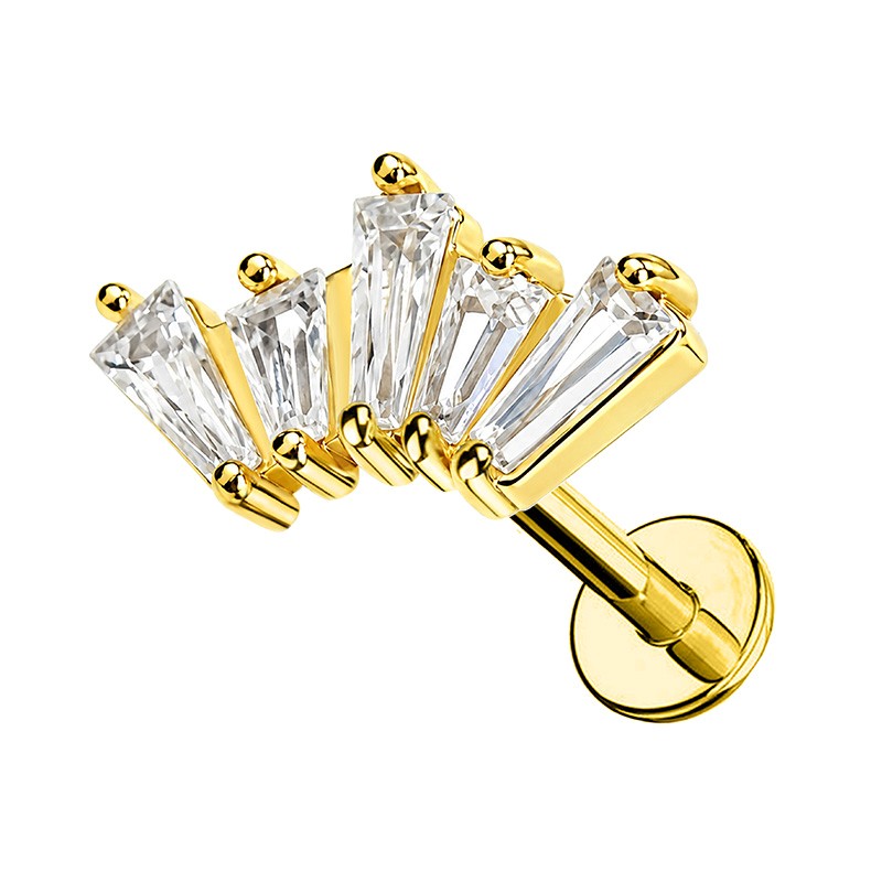 PIERCING LABRET CON VENTAGLIO DI ZIRCONIA A BAGUETTE - JQ800L141