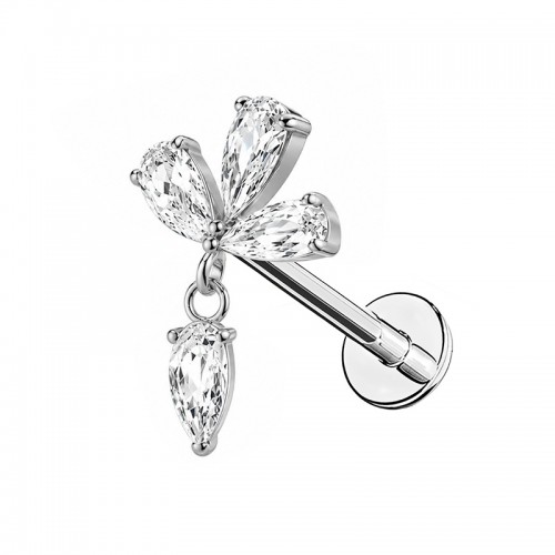 PIERCING LABRET A FIORE CON PENDENTE A GOCCIA - JQ800L159