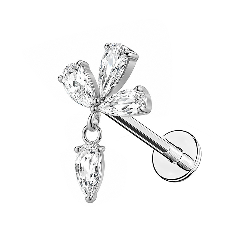 PIERCING LABRET A FIORE CON PENDENTE A GOCCIA - JQ800L159