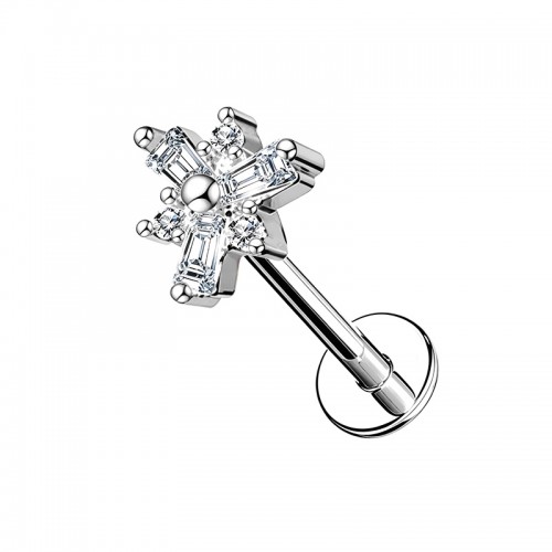 PIERCING LABRET A FIOCCO DI NEVE CON ZIRCONIA - JQ800L161