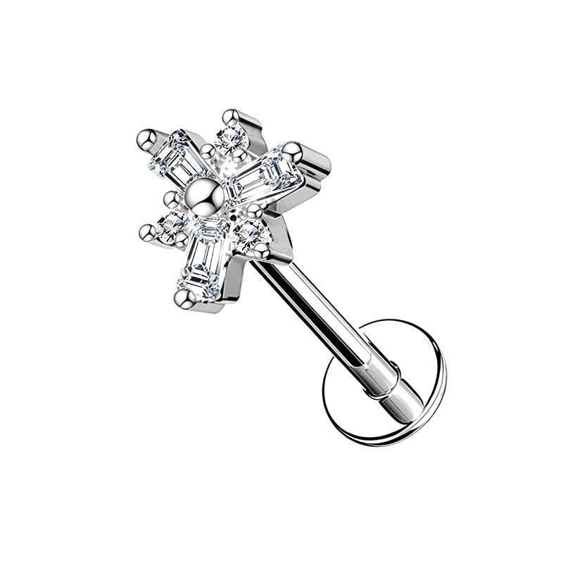 PIERCING LABRET A FIOCCO DI NEVE CON ZIRCONIA - JQ800L161