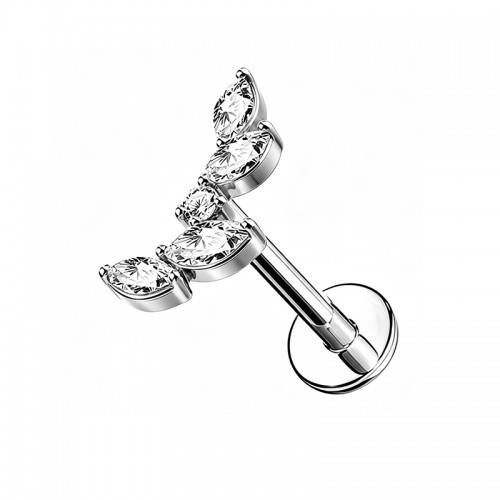 PIERCING LABRET A FOGLIE CON ZIRCONIA - JQ800L162