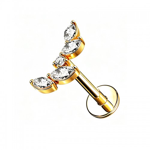 PIERCING LABRET A FOGLIE CON ZIRCONIA - JQ800L162