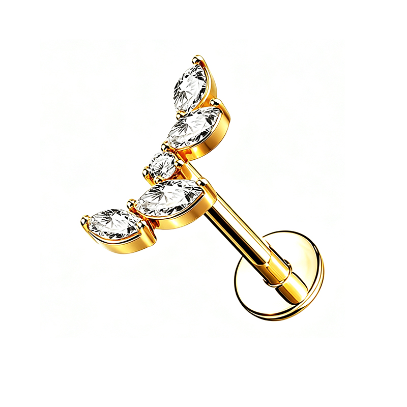 PIERCING LABRET A FOGLIE CON ZIRCONIA - JQ800L162