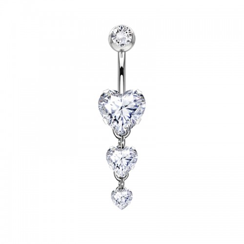 PIERCING BANANA CUORI PENDENTI IN ZIRCONIA - JQ880B092