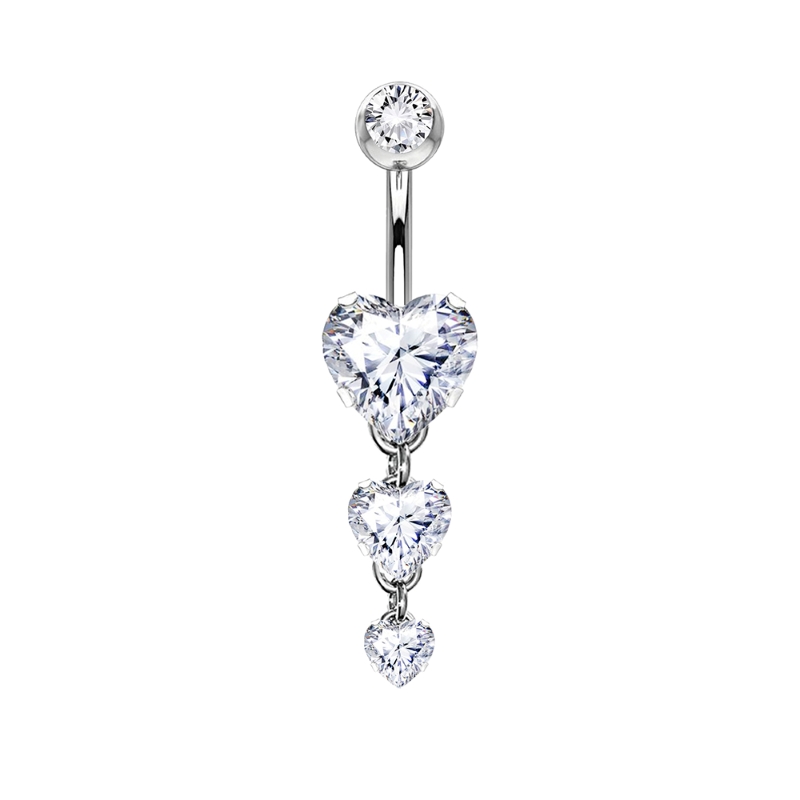 PIERCING BANANA CUORI PENDENTI IN ZIRCONIA - JQ880B092