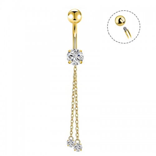 PIERCING A BANANA ZIRCONIA ROTONDO CON CATENINE PENDENTI - JQ920B128