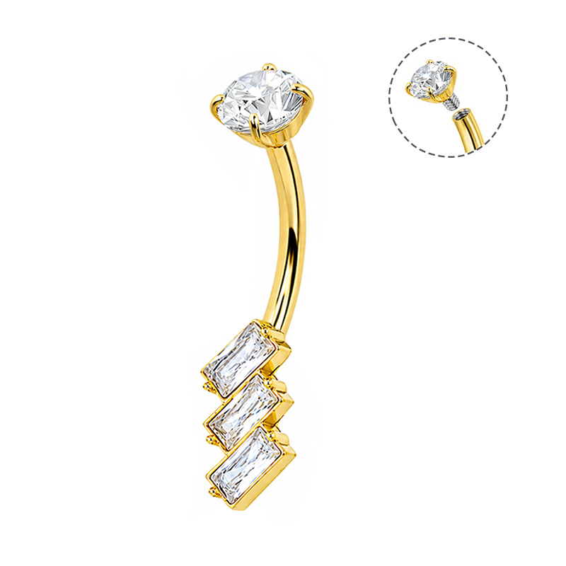 PIERCING A BANANA CON TRE ZIRCONIA BAGUETTE IN DIAGONALE - JQ920B144