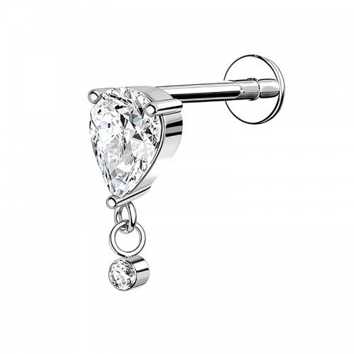 PIERCING LABRET A GOCCIA CON ZIRCONIA ROTONDO PENDENTE - JQ920L158