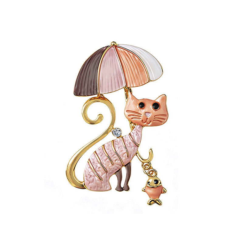 SPILLA MAGNETICA SMALTATA GATTO CON OMBRELLO - SW2673C796