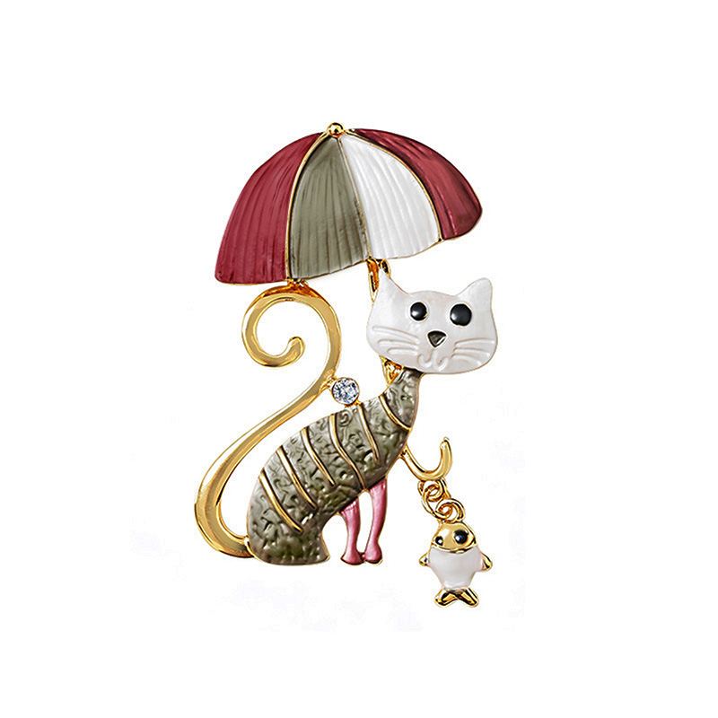 SPILLA MAGNETICA SMALTATA GATTO CON OMBRELLO - SW2673C796