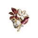 SPILLA MAGNETICA FIORI E FOGLIE SMALTATI CON CRISTALLI - SW2673C802