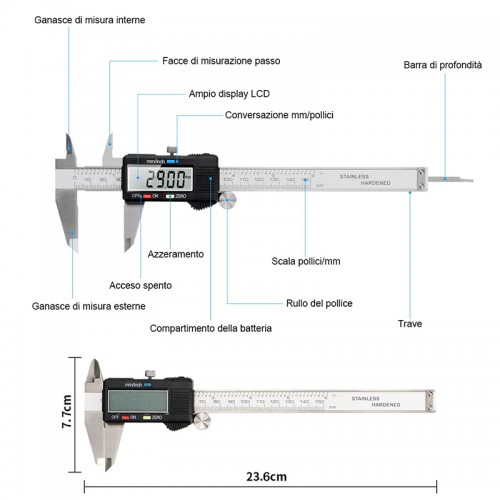CALIBRO DIGITALE PROFESSIONALE PER GIOIELLI E ACCESSORI - CA2607