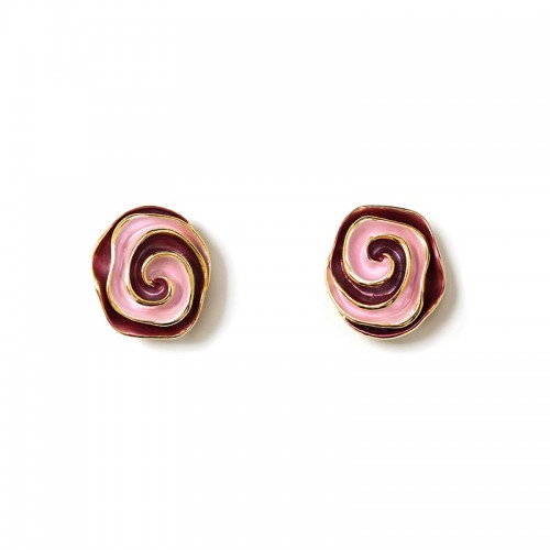 GEMELLI DA POLSO CON ROSA A SPIRALE SMALTATA - SW2648C783