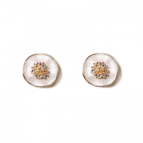 GEMELLI DA POLSO CON FIORE CONCAVO SMALTATO E PISTILLO - SW2648C787
