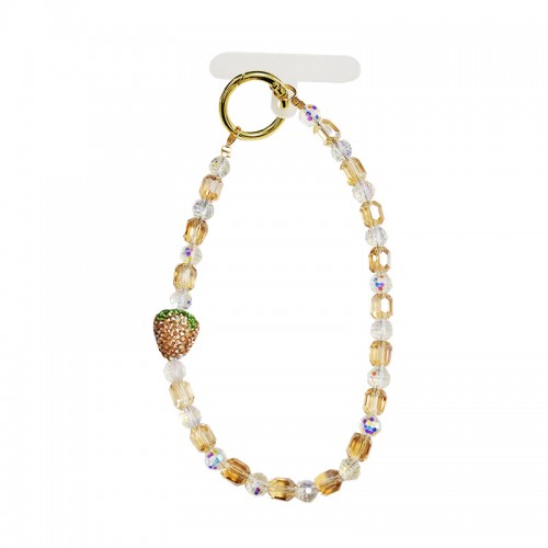 LACCETTO CELLULARE & PORTACHIAVI CON PERLINE E FRAGOLA DI STRASS - YF2646C751