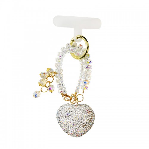 PORTACHIAVI & CIONDOLO CELLULARE CON PERLINE E CUORE DI STRASS - YF2670C756