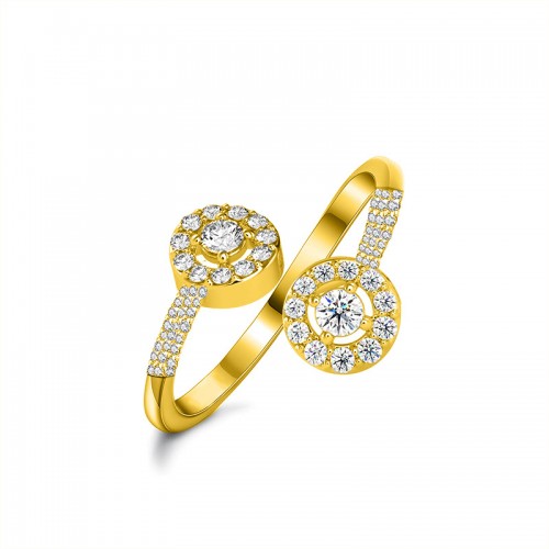 ANELLO APERTO REGOLABILE DOPPIO CERCHIO CON ZIRCONI - JN2576C195