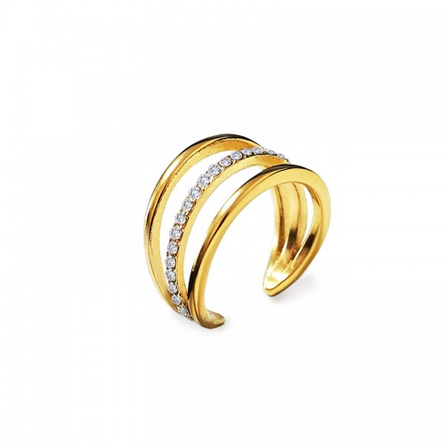 ANELLO RIGIDO A TRE FILI CON ZIRCONI - JN2668D012