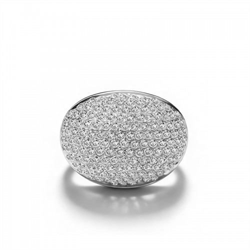 ANELLO BOMBATO OVALE CON PAVÉ DI ZIRCONI - MY251288C241