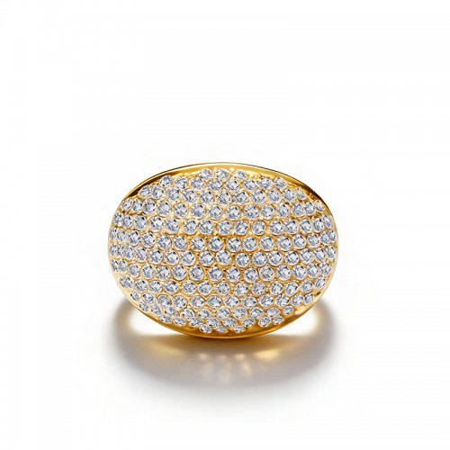 ANELLO BOMBATO OVALE CON PAVÉ DI ZIRCONI - MY251288C241