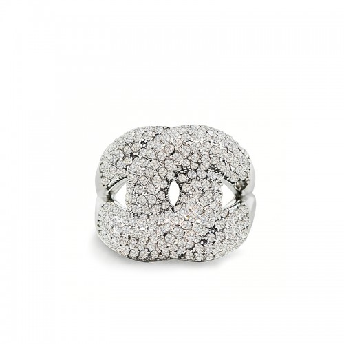 ANELLO A NODO REGOLABILE CON PAVÉ DI ZIRCONI - MY25148C242